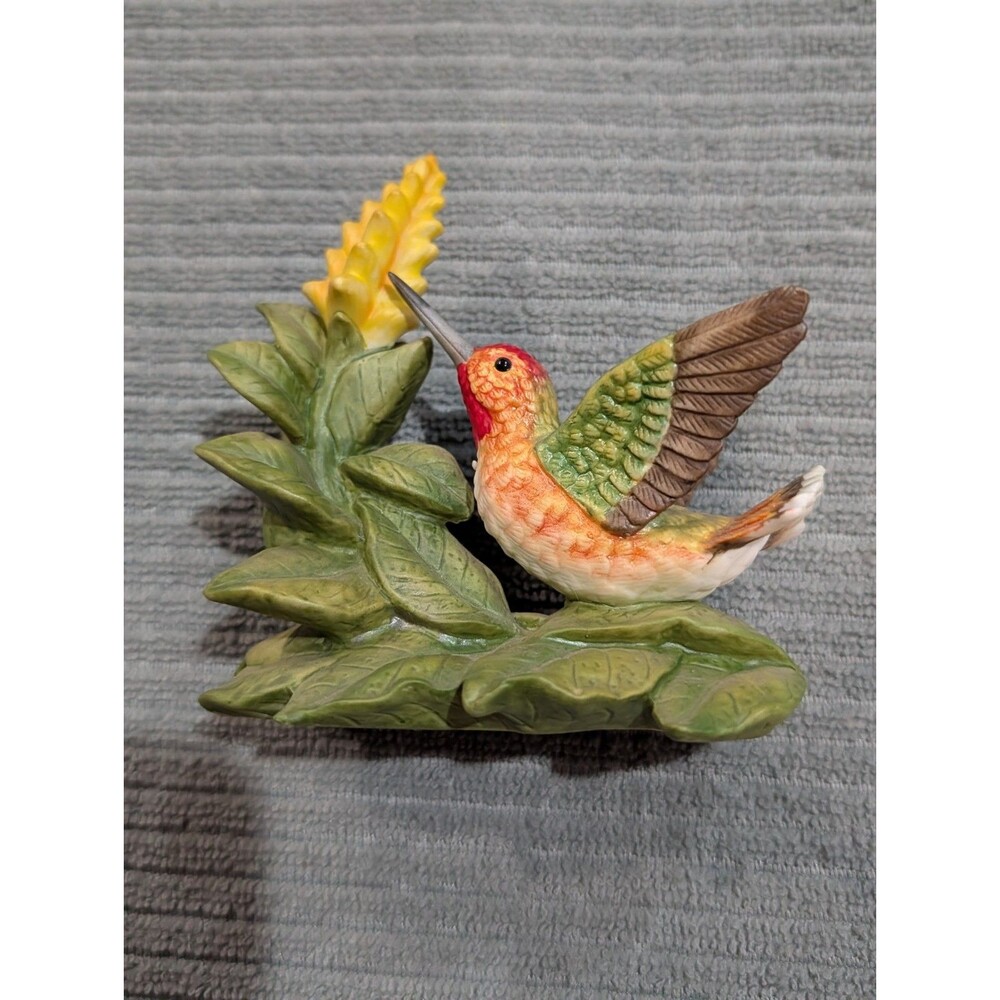Vintage~Bronson Collectibles 1996 “Allen’s Hummingbird With Aphelandra”🧡